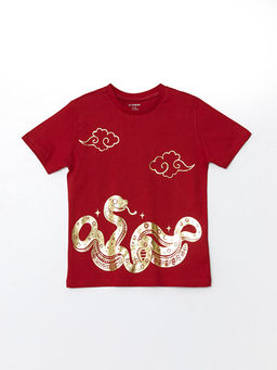 Bisiklet Yaka K?sa Kollu Bask?l? Erkek Bebek Ti??rt