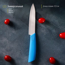 Нож керамический Доляна «Симпл», лезвие 12,5 см, ручка soft touch, цвет синий