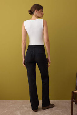 Siyah Normal Bel Genis Paca Comfort Wide Leg Jeans TWOAW26JE00085 - Trendyolmilla фото 4