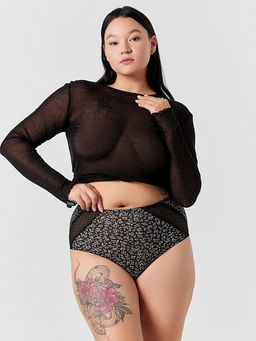 Цена за 2 штуки! Трусы женские макси черные с листиками и кружевными деталями листики на черном 412554