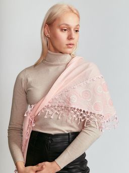 Косынка из вязаного полотна с кружевом - Tantino фото 2