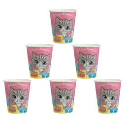 Цена за 10 шт. Бумажный стакан С днём рождения, кошечка, 250 мл - Страна карнавалия фото 2