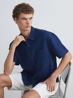 Regular Fit K?sa Kollu Erkek Jean G?mlek