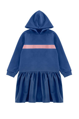 Lacivert Midi Renk Bloklu Orme Elbise TKDAW25EL00023