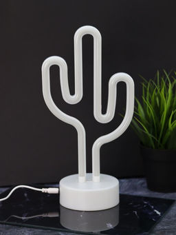 Неоновый LED ночник настольный "Cute cactus", зелёное свечение (24х28,5 см)