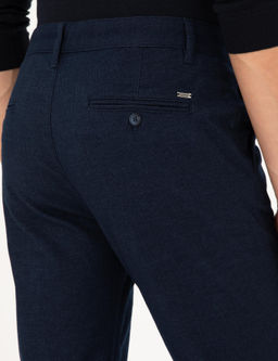 Lacivert Slim Fit Kanvas Pantolon