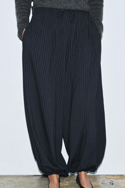 ZW COLLECTION PINSTRIPE BALLOON TROUSERS - Zara фото 9
