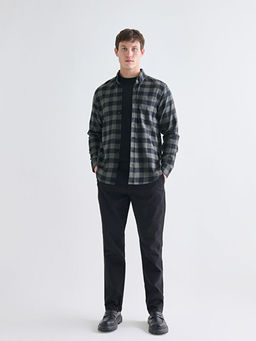 Regular Fit Uzun Kollu Ekose Gabardin Erkek G?mlek