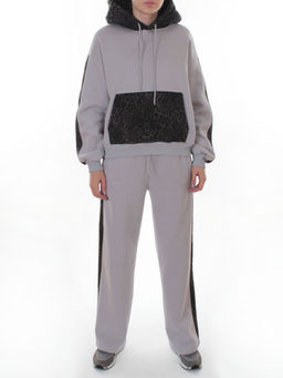 008 GRAY/LT. BLUE/LEOPARD Костюм спортивный зимний женский (95% хлопок, 5% полиэстер)