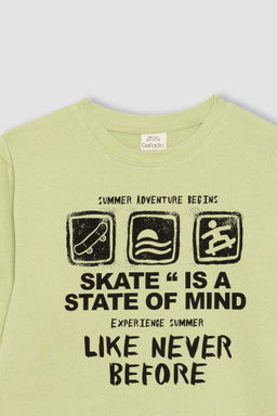 Толстый свитшот с принтом для мальчиков с круглым вырезом - Defacto фото 5