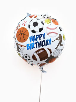 Воздушные шары фольгированные 17" круг "С днем рождения, спорт" набор 5 штук