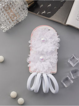 Цена за 6 шт. Набор для волос «Милашка», 2 зажима, 4 резинки, кружева, белый