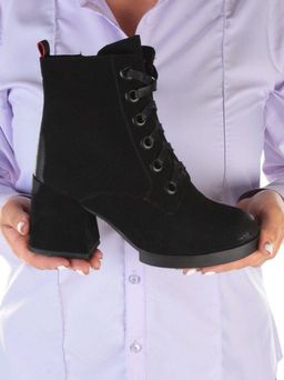 04-R180-1 BLACK Ботинки зимние женские (натуральная замша, натуральный мех) - Фабричный китай фото 6