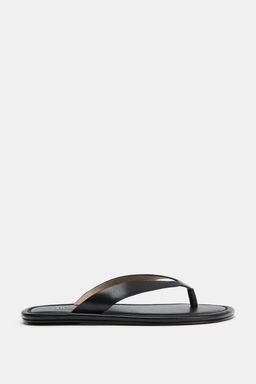 SANDALIA PIEL PLANA / Negro - Zara фото 3