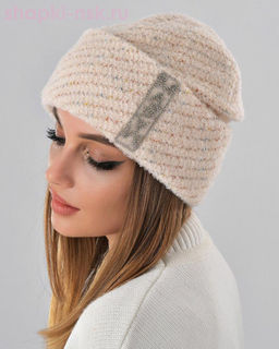 Отворот мохер мульти полоска термо Шапка флис (56-58)