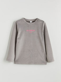 Bisiklet Yaka Los Angeles Nak??l? K?z ?ocuk Kadife Pijama Tak?m