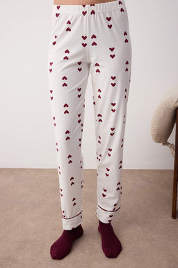 Beyaz Kalp Biyeli 30/1 penye suprem Orme Pijama Tak?m? THMAW26PT00075