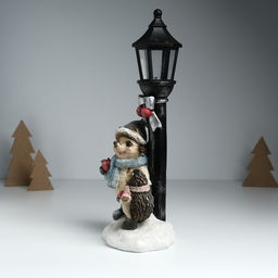 Фигурка светящаяся «Ёжики в зимних нарядах у фонарного столба», 12.5×10.5×31.5 см
