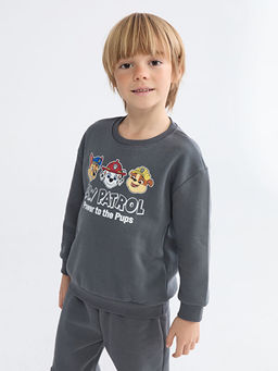 Bisiklet Yaka Paw Patrol Bask?l? Erkek ?ocuk Sweatshirt ve E?ofman Alt 2li Tak?m