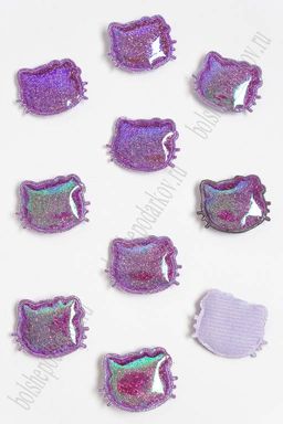 Патч глянец с блестками "Котёнок" 3*3,5 см (10 шт) SF-2971, сиреневый хамелеон