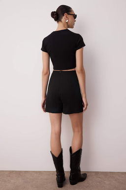 TRENDYOLMILLA Siyah Fermuar Detayl? Dokuma Sort Etek TWOSS20SR0139 фото 4