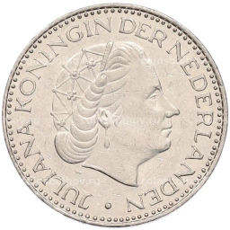 Монета 1 гульден 1968 года Нидерланды