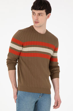 Erkek Slim Fit Bisiklet Yaka Haki Kazak - U.s. polo assn фото 3