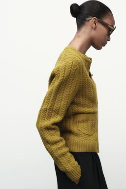 CABLE-KNIT JACKET 100% WOOL - Zara фото 5