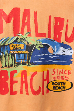 CAMISETA ESTAMPADO BEACH / Naranja