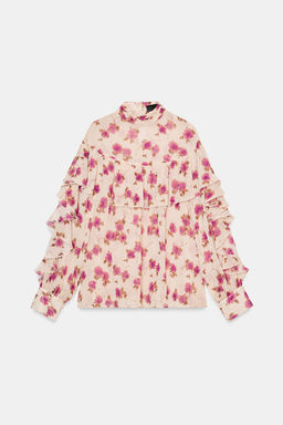 PRINTED RUFFLED BLOUSE - Zara фото 12
