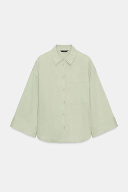 CAMISA OVERSIZE MANGA ANCHA / Khaki claro - Zara фото 7