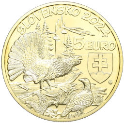 Монета 5 евро 2024 года Словакия Глухарь
