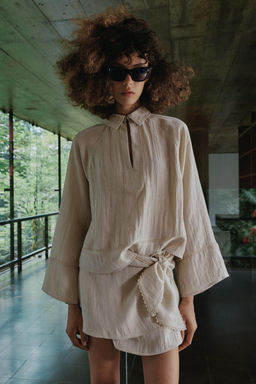 FALDA PANTAL?N NUDO PUNTILLA / Beige claro - Zara фото 5