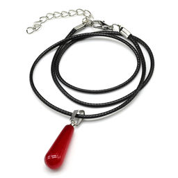 Кулон из граната имитация Капля 10*25мм на шнурке, 45см.