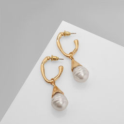 Серьги с жемчугом Абстракция фортуна, цвет золото