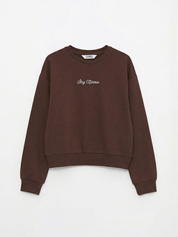 Bask?l? K?z ?ocuk Soft Touch Sweatshirt