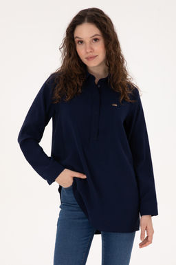 Kad_n Lacivert Uzun Kollu G_mlek