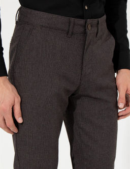 Kahverengi Slim Fit Kanvas Pantolon