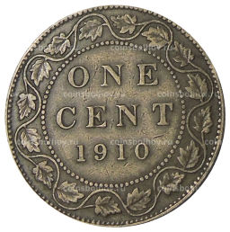 Монета 1 цент 1910 года Канада