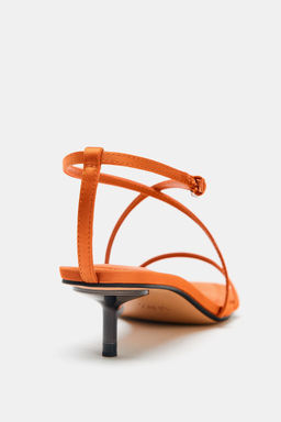 SATIN-EFFECT CROSSOVER STRAP SANDALS - Zara фото 18