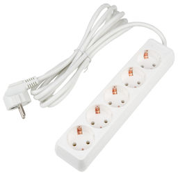 S-GCU5-3 WHITE Удлинитель серии Ultra, шнур 3м., 5 гнезд, 16A, с/з. Белый. TM Uniel