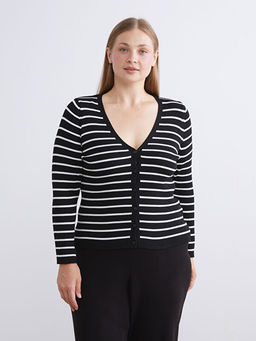 V Yaka ?izgili Kad?n Triko H?rka