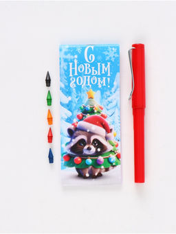 Подарочный набор новогодний, блокнот, вечный карандаш (сменные грифели) Енотик