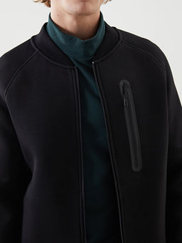 Kolej Yaka Uzun Kollu Erkek Fermuarl? Sweatshirt