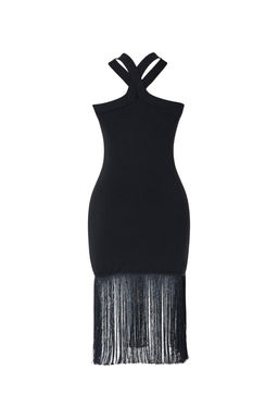 Siyah Midi Triko Puskul Detayl? Elbise TWOSS26EL00176 - Trendyolmilla фото 6