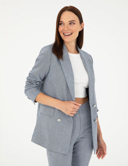 _ndigo Slim Fit Keten Kar___ml_ Ceket
