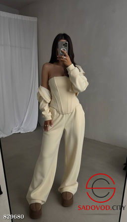 Корсет + брюки палаццо + худи на молнии