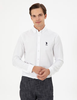 Мужская белая рубашка с длинным рукавом - U.s. polo assn фото 3