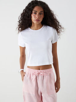 Bisiklet Yaka Dokulu Kad?n Crop