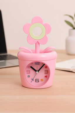 Часы-будильник - копилка Flower in a pot, pink (12х11,5 см)
